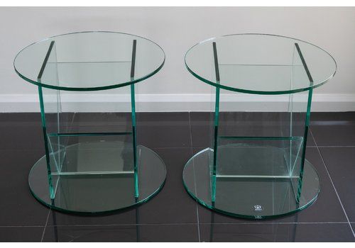 A Pair Of Green Apple Pure Glass Coffee Table Circa 1980