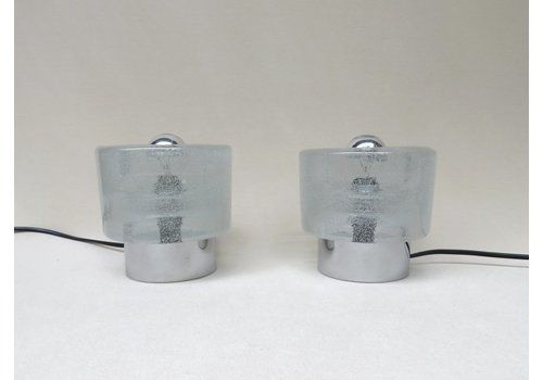 Small Space Age Table Lights In Chrome Plating And Bubble Glass From Peill & Putzler, Set Of 2