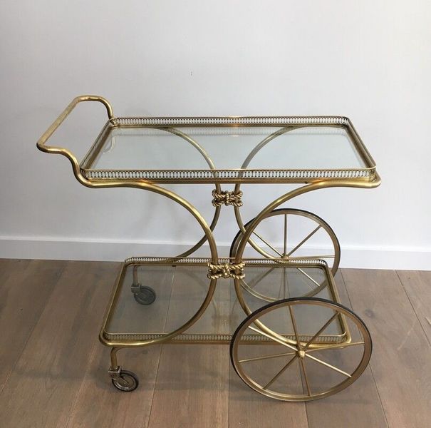 Neoclassical Style Rolling Table In Brass Vinterior