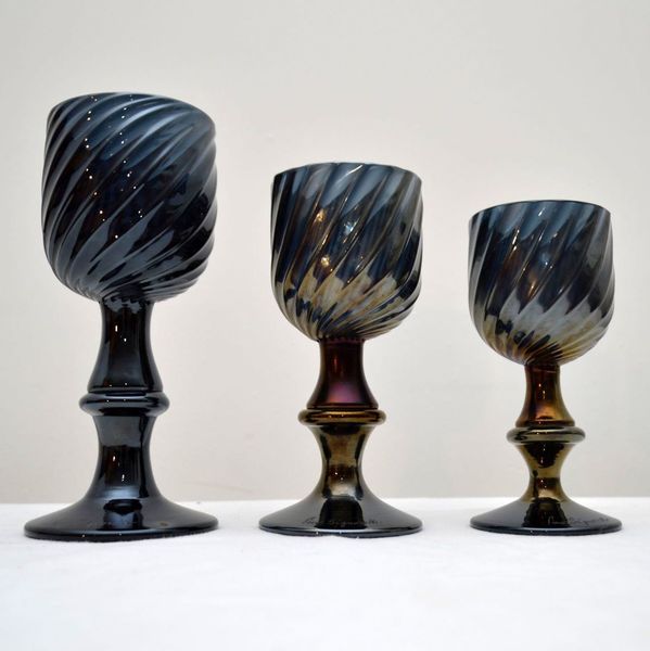 Set Of 3 Italian Murano Wine Glasses By Pino Signoretto Vintage 1960s