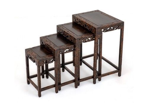 Chinese Nest Tables Hardwood Antique Quartetto