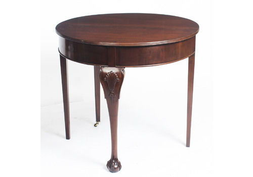 Victorian Mahogany Demi Lune Card Console Tea  19th C
