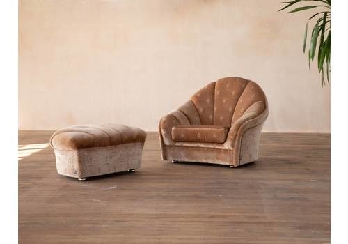 70s Pierre Cardin Velvet Shell Chair And Footstool