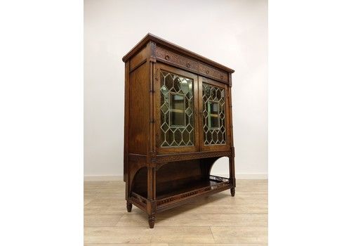 Antique Victorian Solid Rosewood Glazed Geometric Bookcase
