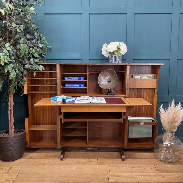 Mid Century Newcraft Desk /Retro Office Desk /Metamorphic Desk /Leather