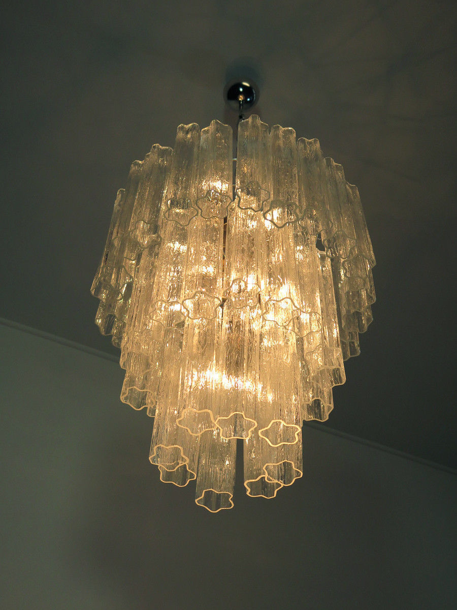 Three Tier Murano Glass Tube Chandelier 48 Pink Glasses Mid Century Modern Three Tier Murano Glass Tube Chandelier 48 Pink Glasses Mid Century Modern