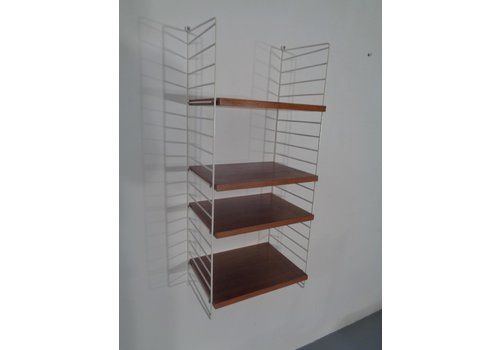 Mid Century Swedish Teak And Metal Modular Wall Unit By Strinning, Kajsa & Nils "Nisse" For String, 1950s