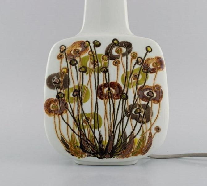 Royal Copenhagen Retro Table Lamp In Faience Decorated With Flowers, 1970s photo for sale