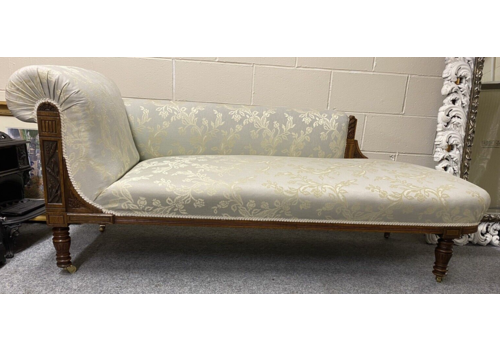 Antique Victorian Mahogany Upholstered Left Hand Chaise Longue