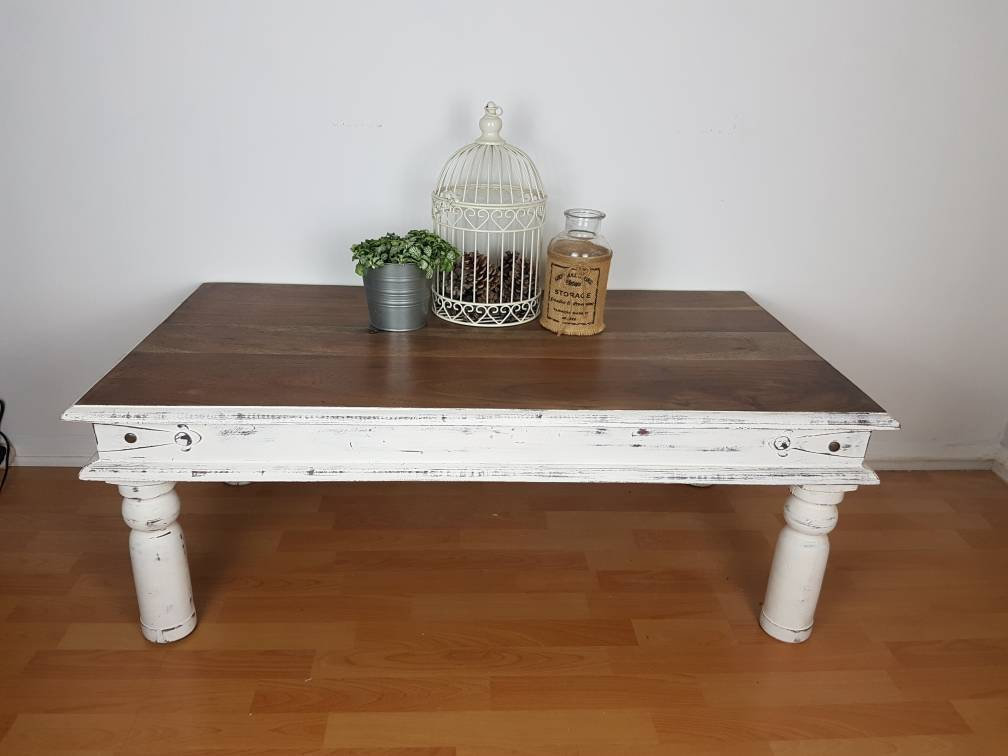 White Shabby Chic Distressed Coffee Table With Wooden Top Living Room Furniture White Shabby Chic Distressed Coffee Table With Wooden Top Living Room Furniture