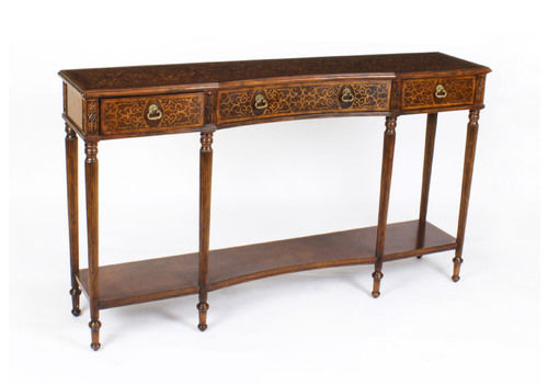 Vintage William & Mary Revival Walnut Marquetry Console 20th C