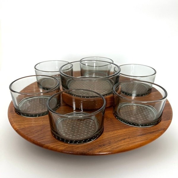 Mid Century Danish Teak Lazy Susan, Vintage Retro Nibble Plate Vinterior