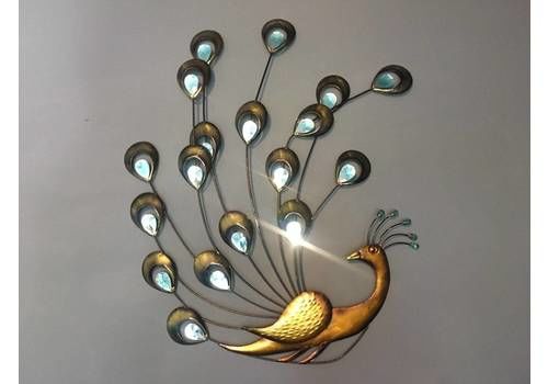 Mid Century Modern Peacock 1960s Wall Hanging Lightweight Metal