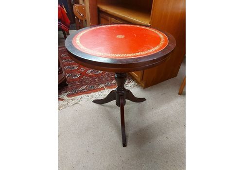 Red Leather Topped Wine  Side  Lamp Table