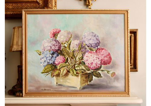 Joy Metcalfe (XX ) Cornish Hydrangeas In A Planter, Oil Painting On Board Signed