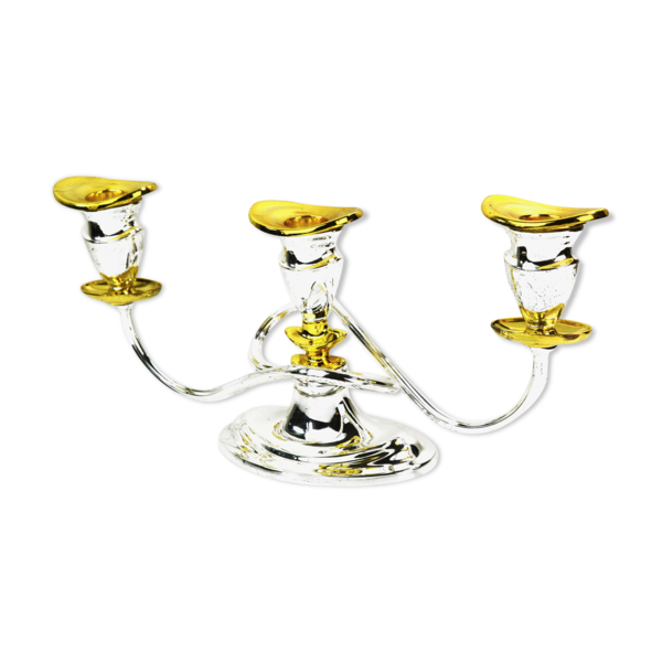 Three Point Plated Candlestick From The 1970s La Pierre, France Vinterior