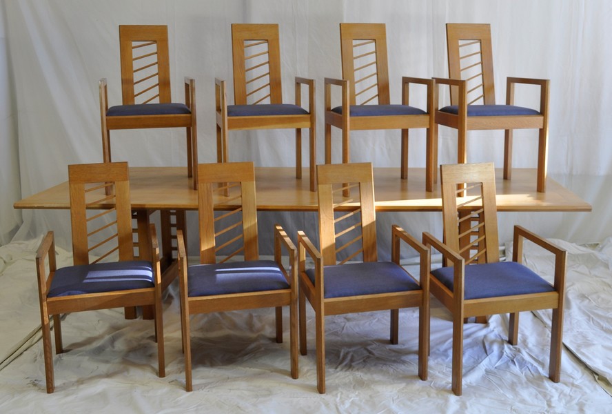 Miles Carter Solid Light Oak Dining Table With 8 Chairs Miles Carter Solid Light Oak Dining Table With 8 Chairs