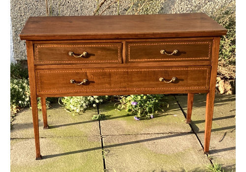 Marquetry Inliad Table  Chest Of 2 Short Over 1 Long Drawer