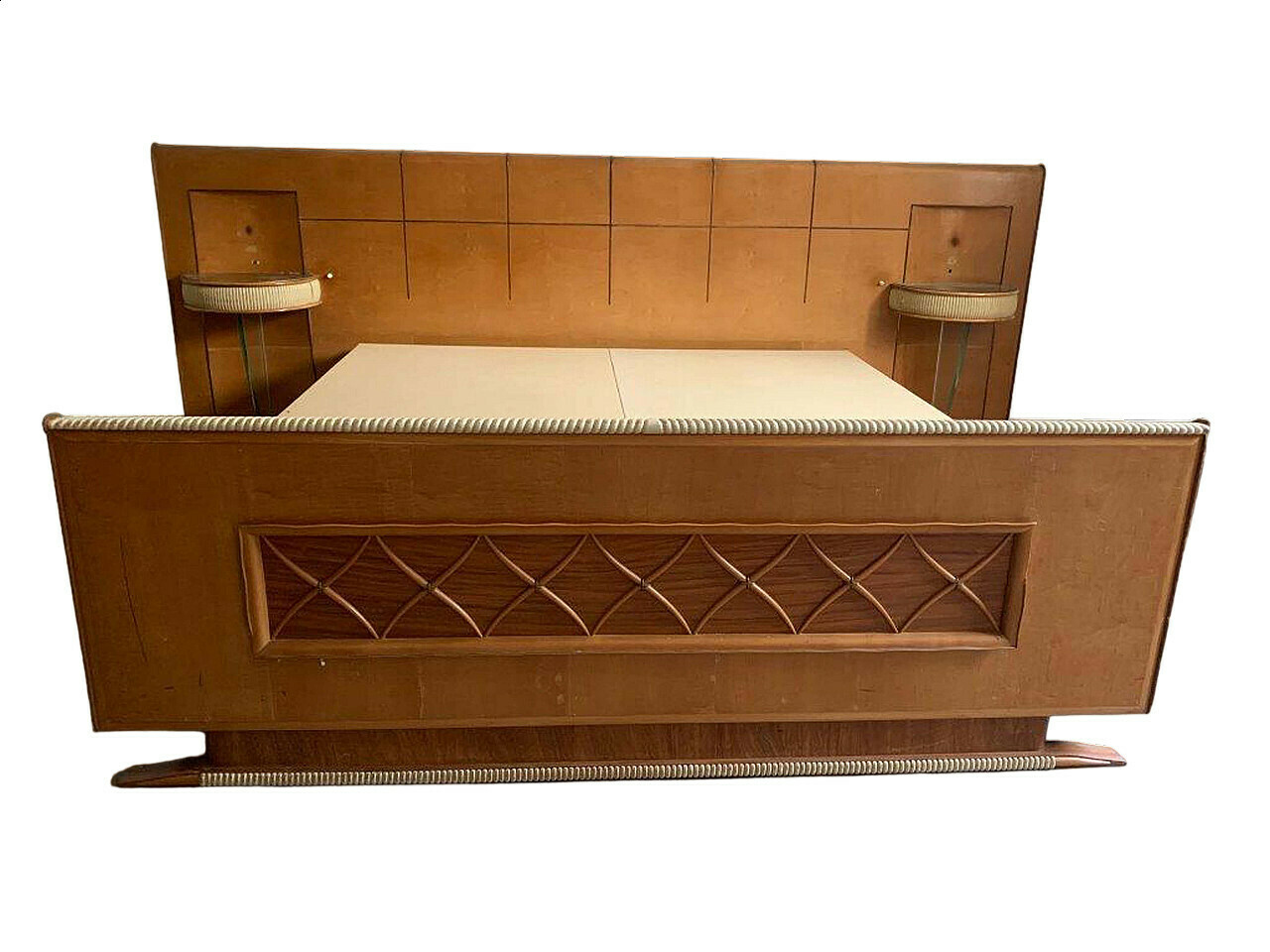 Art Deco Maple Bed With Floating Bedside Tables, 1930s Vinterior