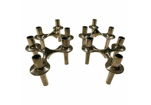 Set Of 4 1960s German Bmf Nagel Chrome Modular Candle Holders Designed By Caesar Stoffi And Fritz Nagel