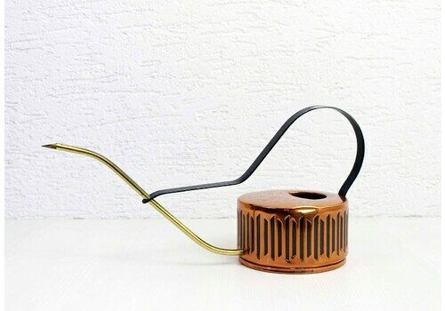 Mid Century Travertine "Elbrass And Copper Watering Can From The 50s