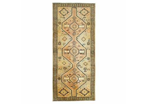 Oriental Wool Runner Rug Handwoven Carpet Cream Tribal Rug Runner