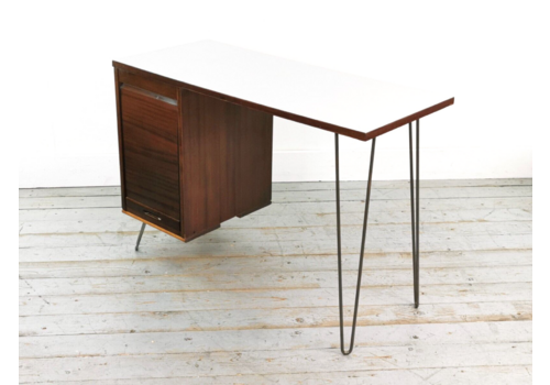 Mid Century Tambour Writing Desk By Abbess On Hairpin Legs