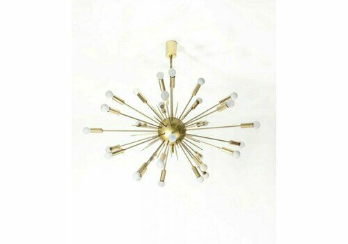 Sputnik 24 Light Brass Chandelier From Stilnovo, 1950s