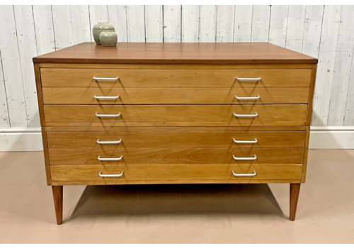 Vtg Artists Plan Chest Drawers Danish Mid Century Map Sideboard Cupboard Studio