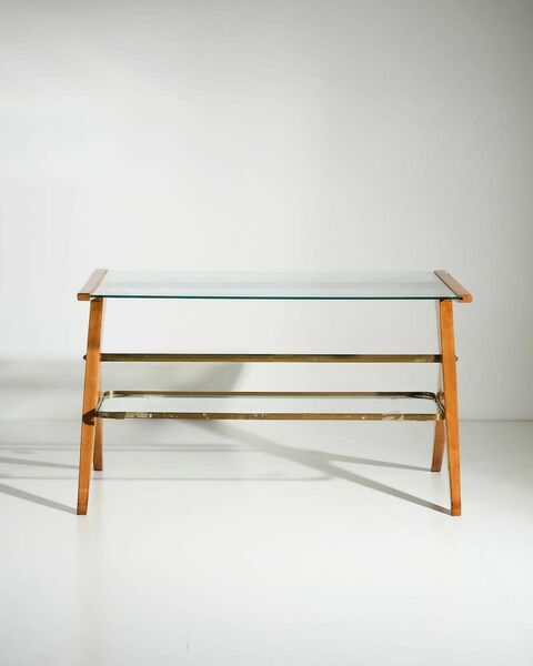 Italian Rectangular Side Table With Glass Shelves photo furniture