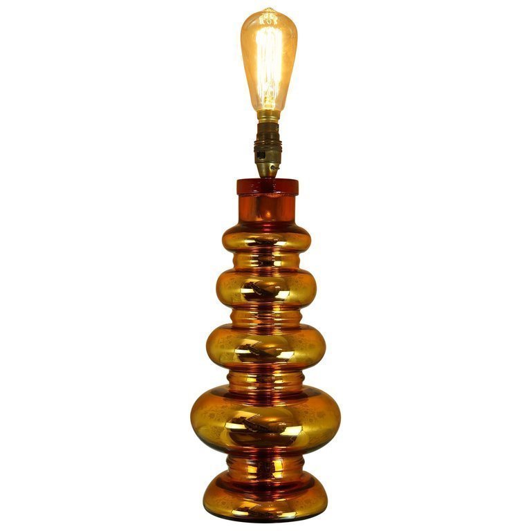 Johansfors Glasbruk Mercury Glass Gold Swedish vintage table lamp 1960s