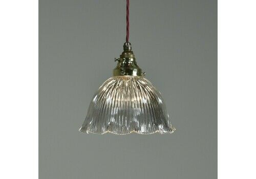 Antique Waved Edge Holophane Pendants