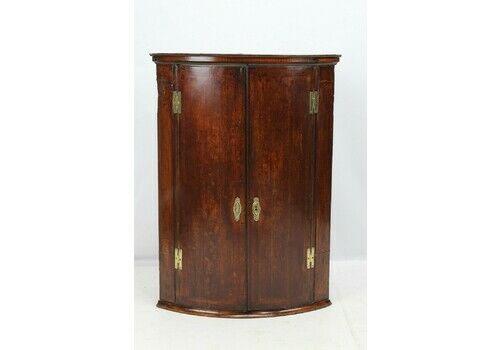 Georgian Oak Bow Front Corner Cupboard