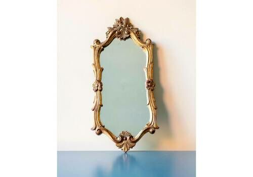 Baroque Italian Mirror, Floral Ornate Mirror, Framed Antique Style Mirror, Decorative Gilded Mirror, Made In Italy, Golden Wall Mirror