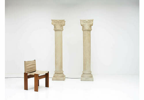 A Pair Of Giant Column Lamps By Andre Cazenave For Singleton Italy, 1970