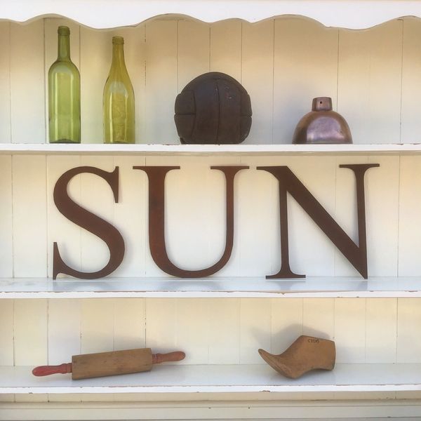 Rusty Sun Lettering Letters Metal Wall Art Garden Sign Decoration Ornament Word