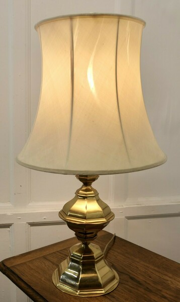 Large Bulbous Octagonal Brass Table Lamp photo furniture
