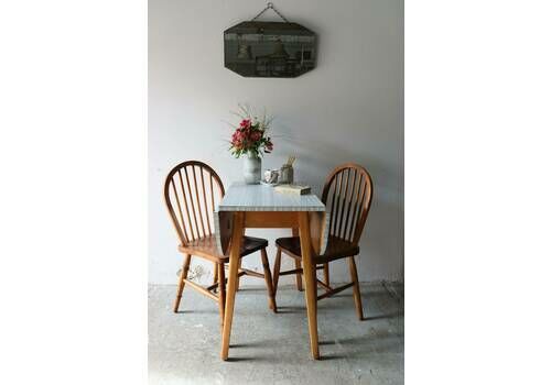 Lovely Duck Egg Blue Gingham Mid Century Drop Leaf Formica Table