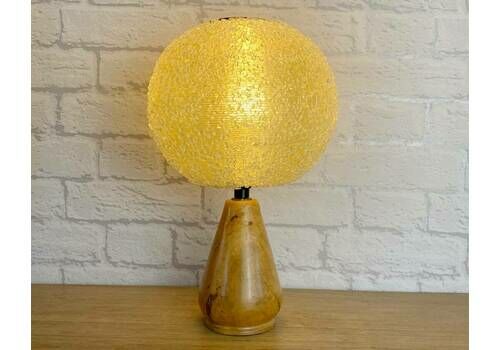 Vintage Burr Maple Wood Lamp With Rotaflex Shade