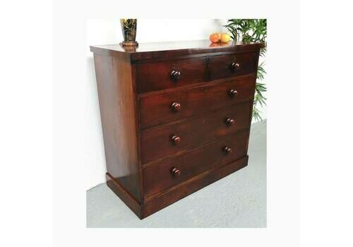 Antique Victorian Mahogany Chest Of 5 Drawers 1880's Flame Mahogany Chest Of Drawers Country House Large Chest Of 5 Drawers Antique Drawers