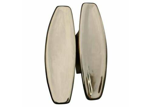Italian Midcentury Pair Handles Solid Brass Made In Italy Gio Ponti Style, 1950s