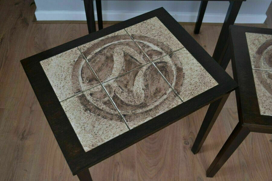 Mid Century Nest Of Tables With Tiled Tops photo 220.0