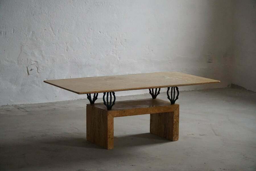 Mid Century Rectangular Marble Coffee Table, Made In Italy, 1970s photo furniture
