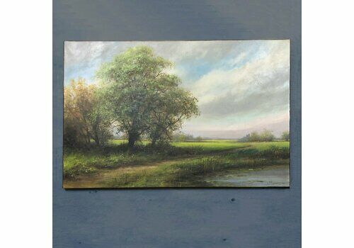 Vintage Large Oil On Canvas Rural Idyll Scene Trees/Cows 1930's Landscape Painting Signed Thompson English Somerset Landscape Oil Painting