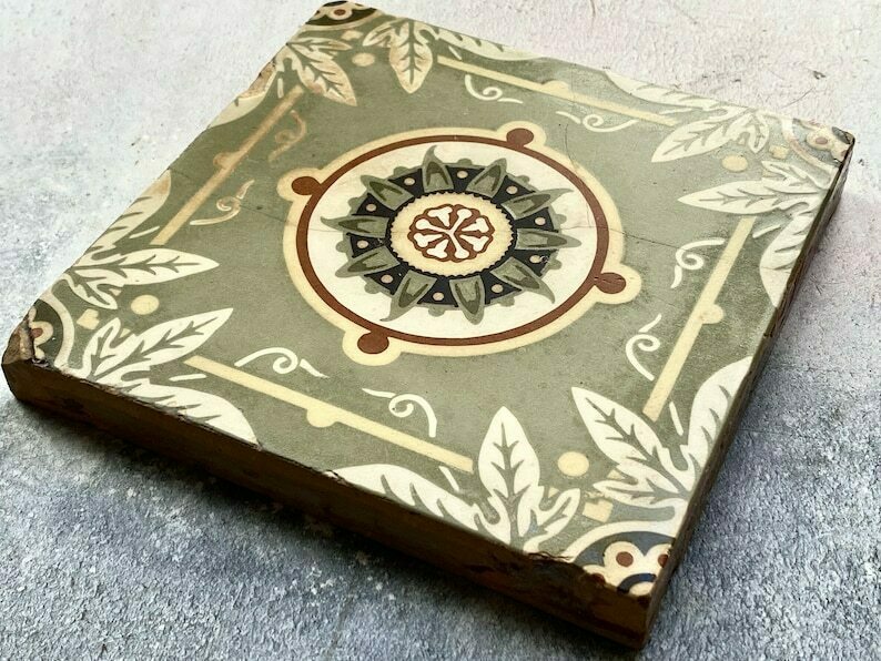 Antique Craven Dunnill Tile Jackfield Ironbridge Salop Vinterior